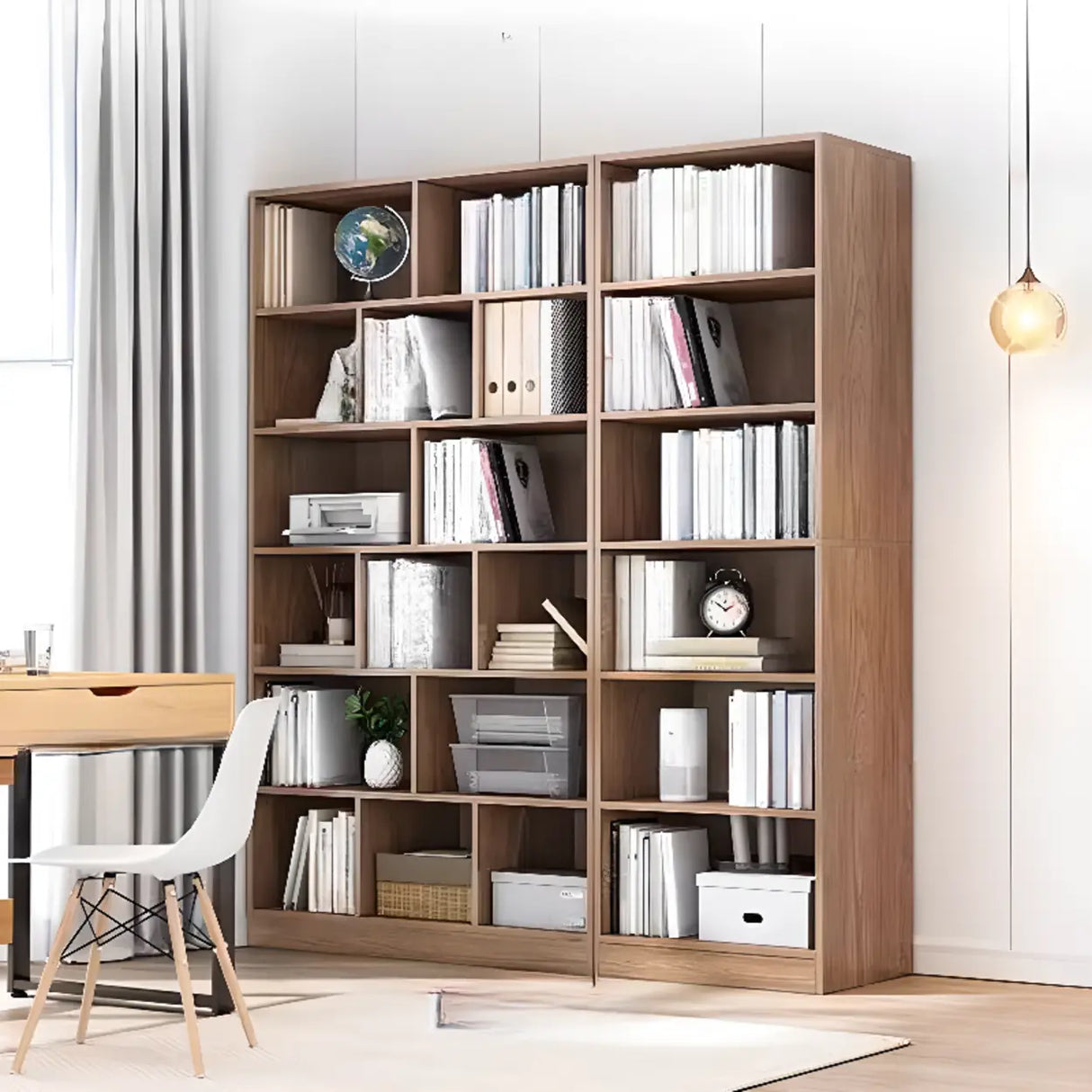 Modish Wood Rectangular Closed Display Bookcase White Image - 5