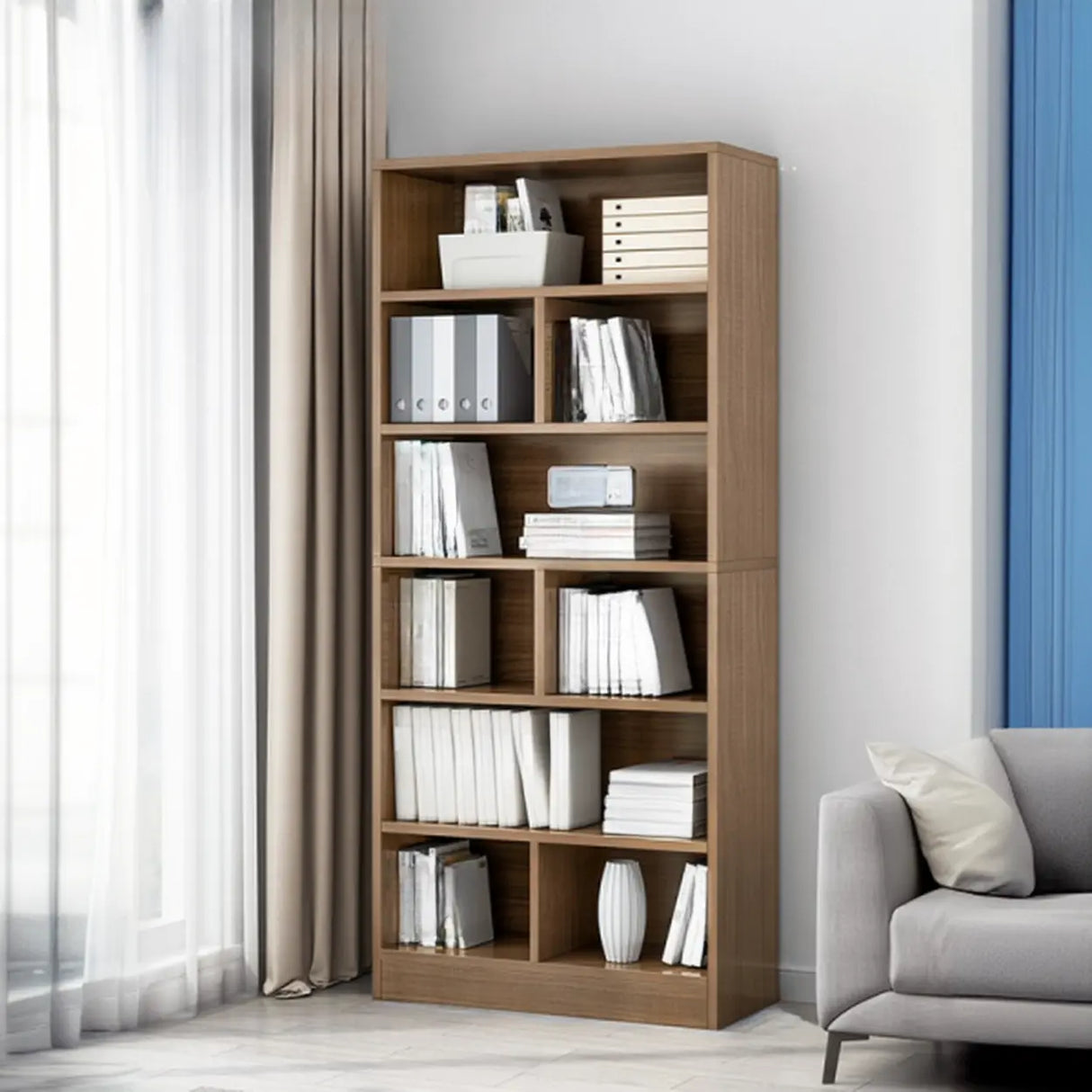 Modish Wood Rectangular Closed Display Bookcase White Image - 6