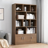 Modish Wood Rectangular Closed Display Bookcase White Image - 23