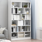 Modish Wood Rectangular Closed Display Bookcase White Image - 7