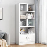 Modish Wood Rectangular Closed Display Bookcase White Image - 24