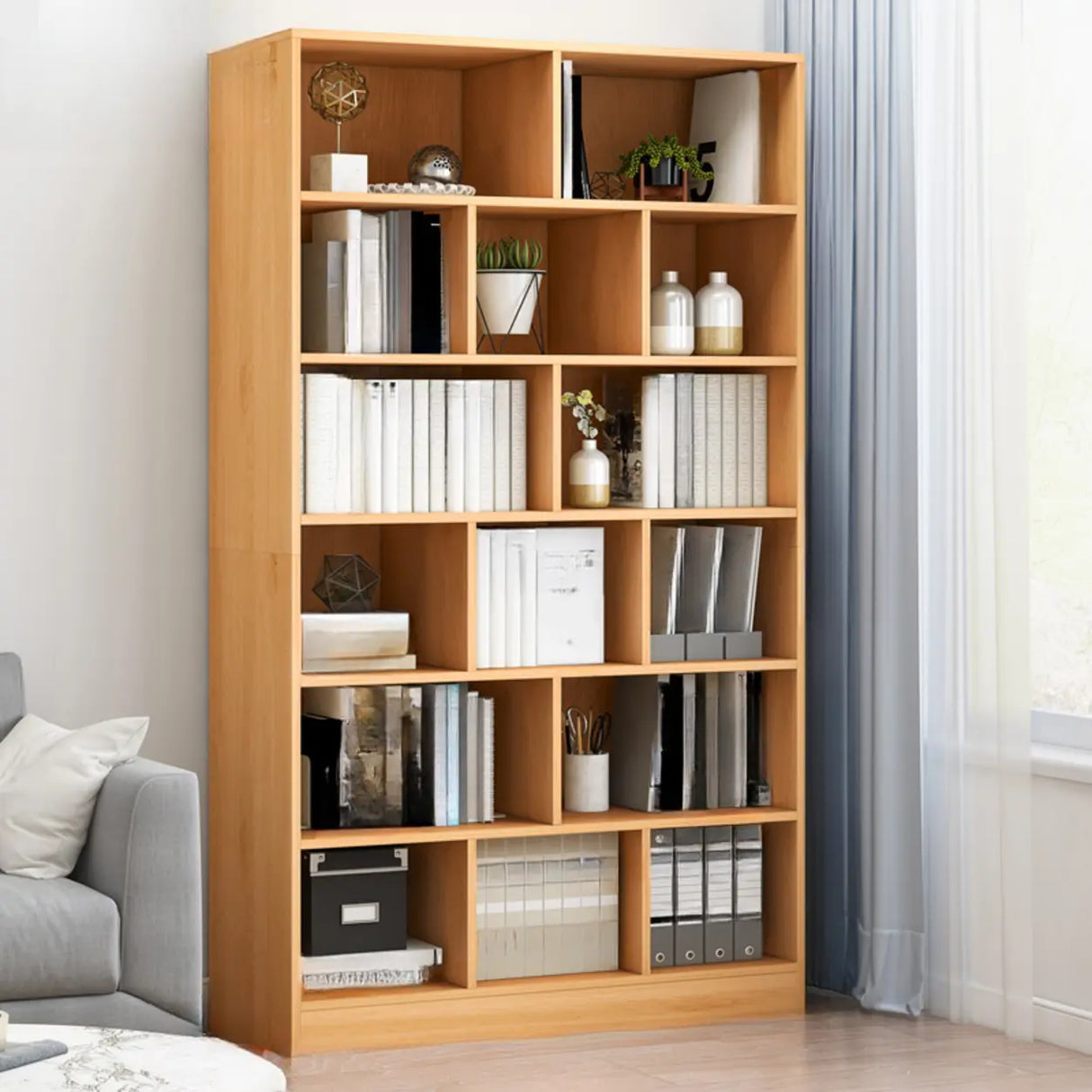 Modish Wood Rectangular Closed Display Bookcase White Image - 9