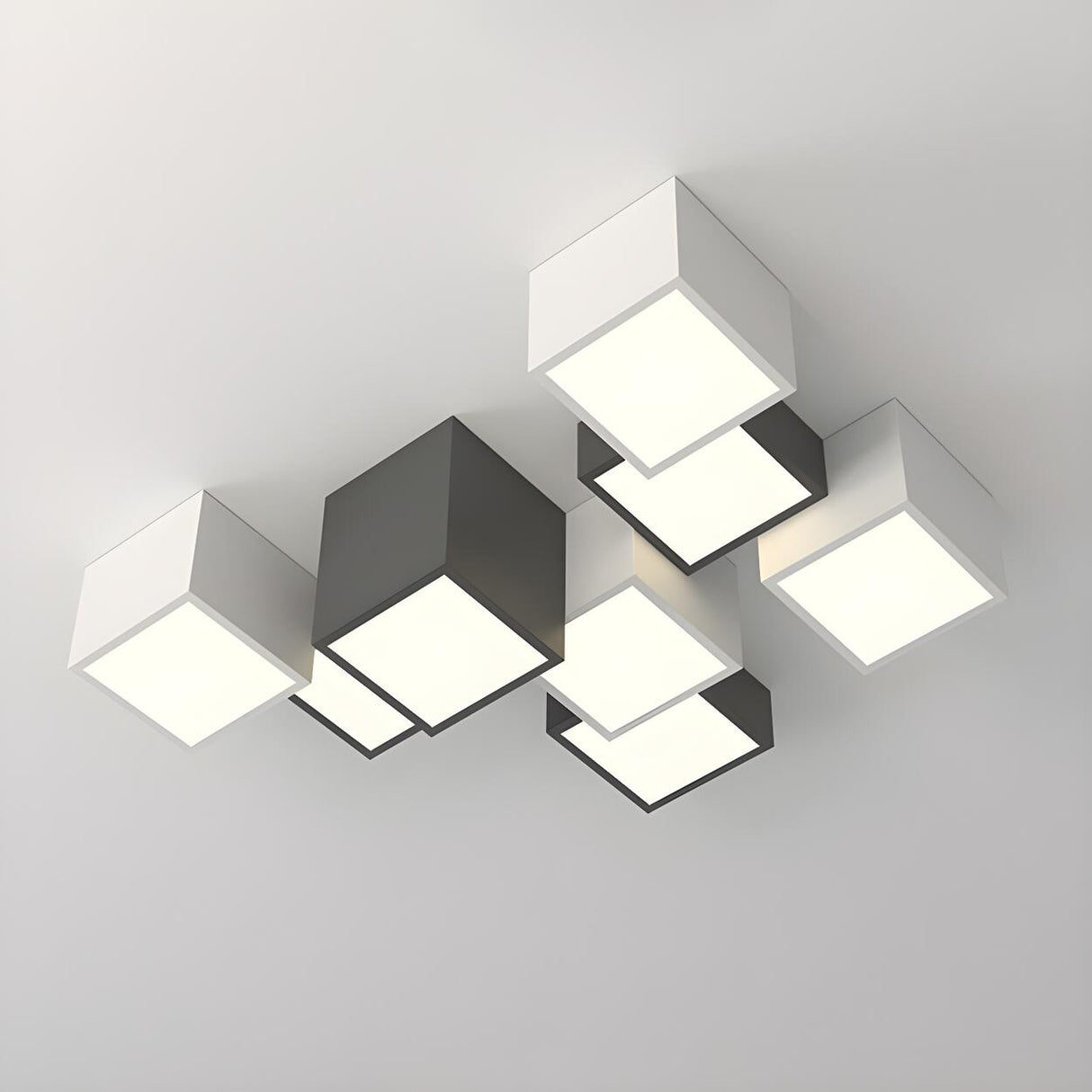 Modular Black White Cube Flush Mount Ceiling Light Image - 12