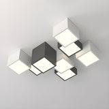Modular Black White Cube Flush Mount Ceiling Light Image - 12