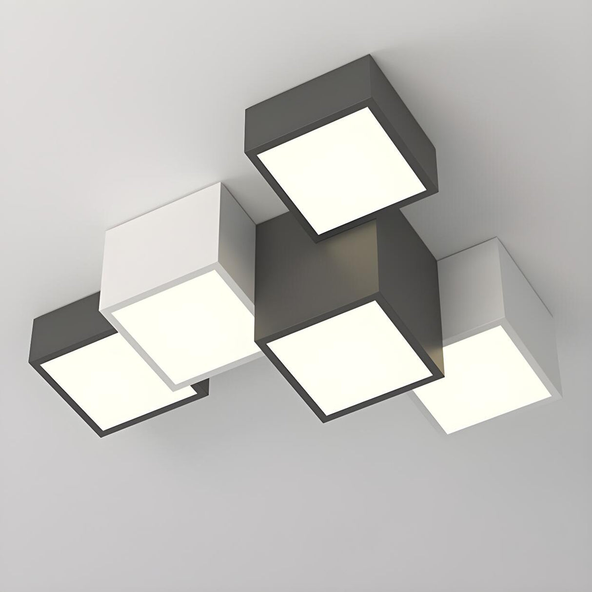 Modular Black White Cube Flush Mount Ceiling Light Image - 14