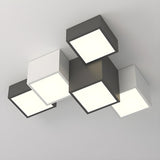 Modular Black White Cube Flush Mount Ceiling Light Image - 14