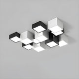 Modular Black White Cube Flush Mount Ceiling Light Image - 15