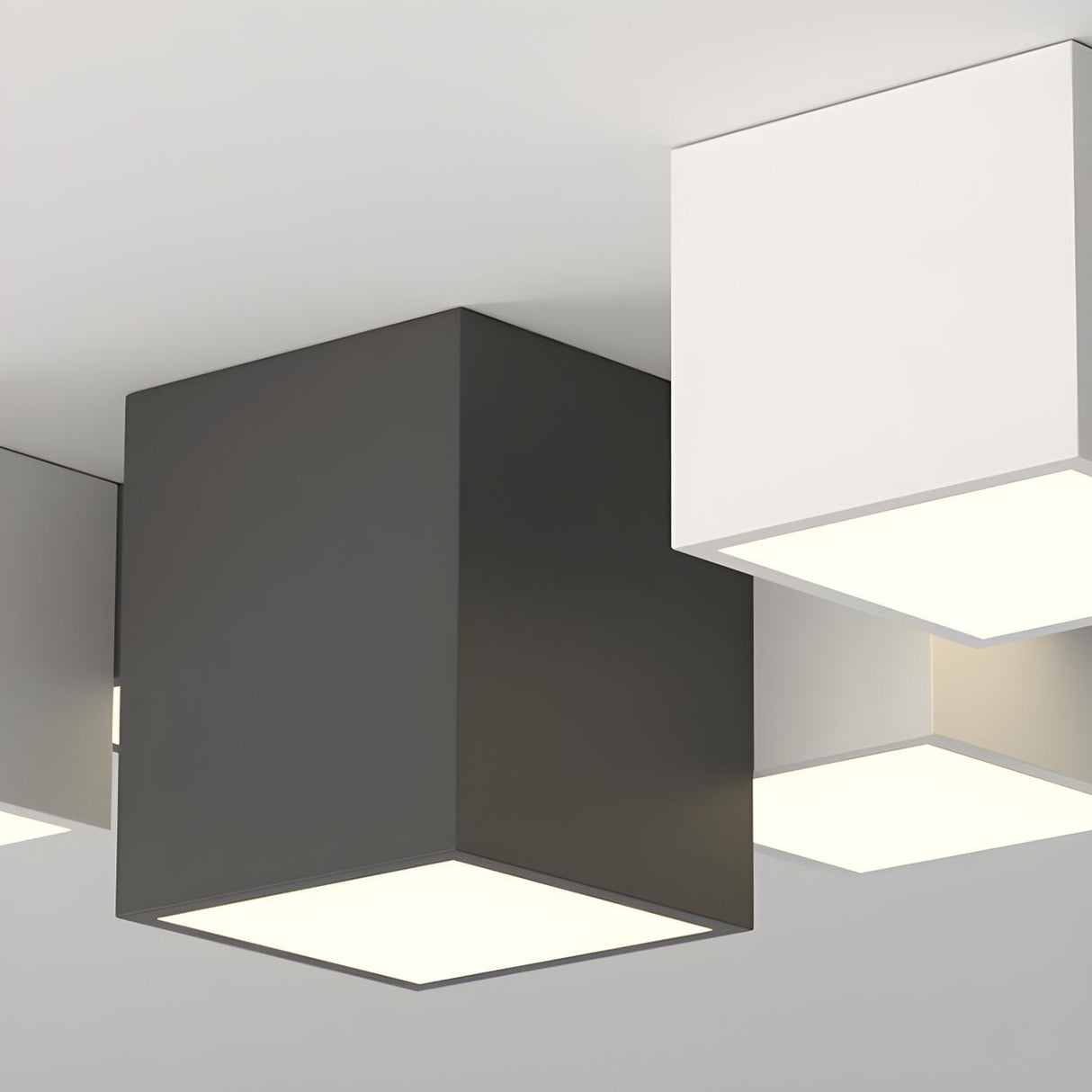 Modular Black White Cube Flush Mount Ceiling Light Image - 16