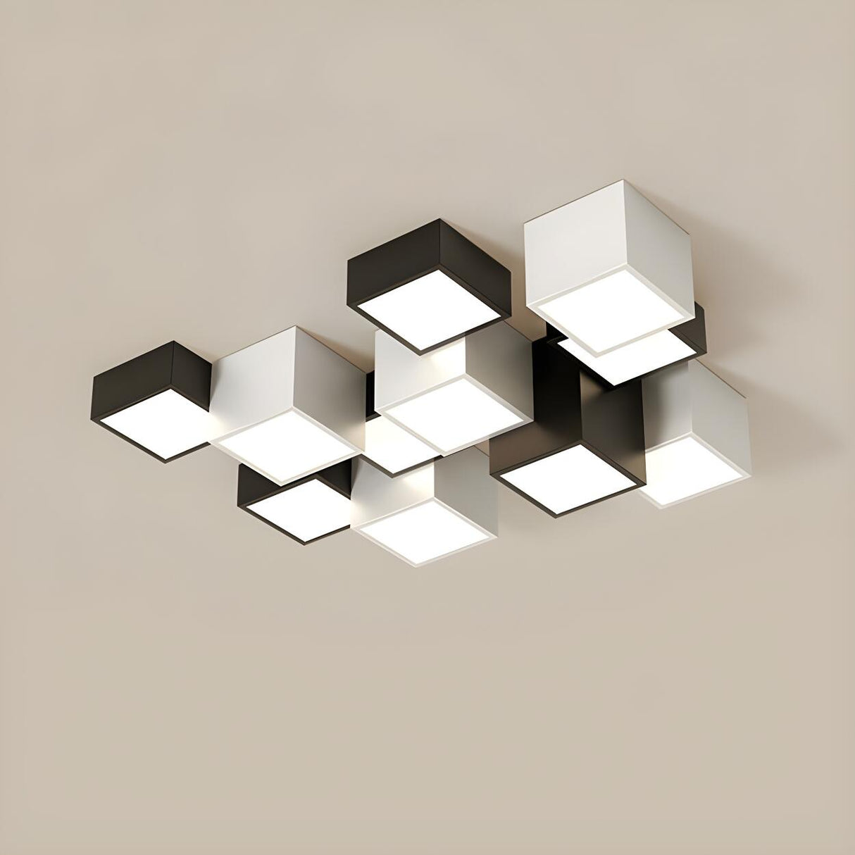 Modular Black White Cube Flush Mount Ceiling Light Image - 17