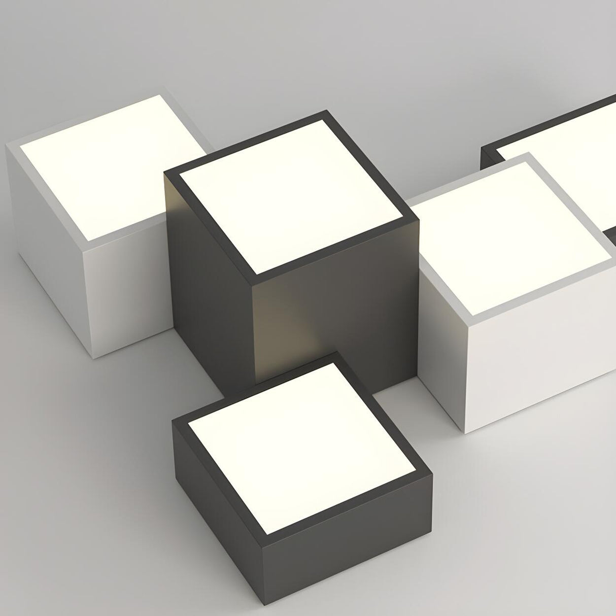 Modular Black White Cube Flush Mount Ceiling Light Image - 18