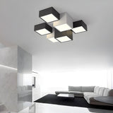 Modular Black White Cube Flush Mount Ceiling Light Image - 3