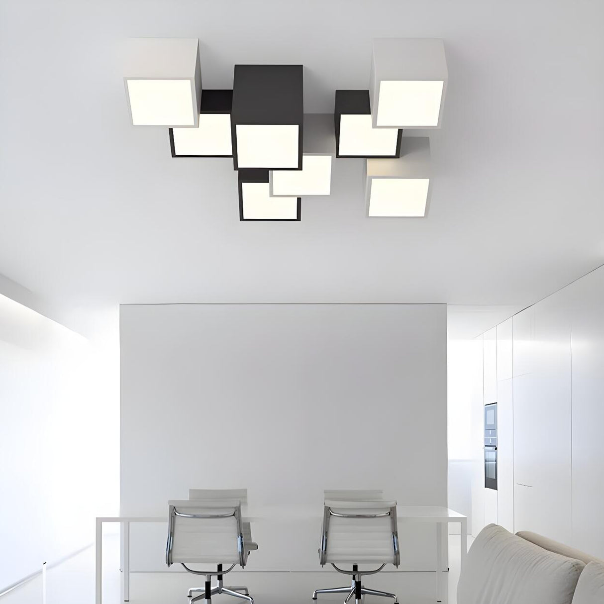 Modular Black White Cube Flush Mount Ceiling Light Image - 6