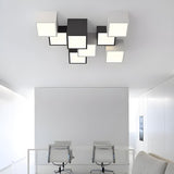 Modular Black White Cube Flush Mount Ceiling Light Image - 6