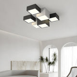 Modular Black White Cube Flush Mount Ceiling Light Image - 7
