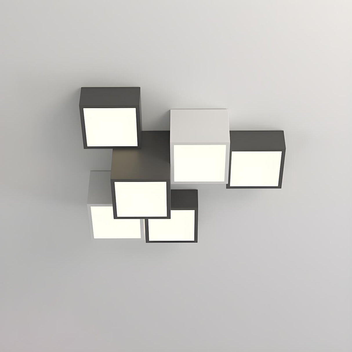 Modular Black White Cube Flush Mount Ceiling Light Image - 9