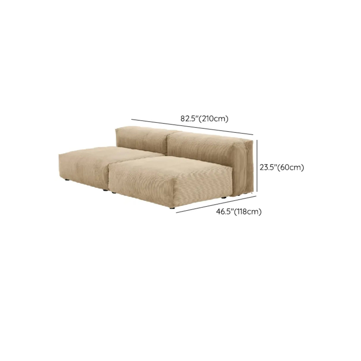 Modular Corduroy Fabric Tight Back Latex Fill Loveseat Image - 14