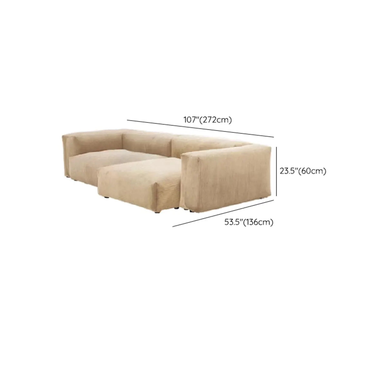 Modular Corduroy Fabric Tight Back Latex Fill Loveseat Image - 15