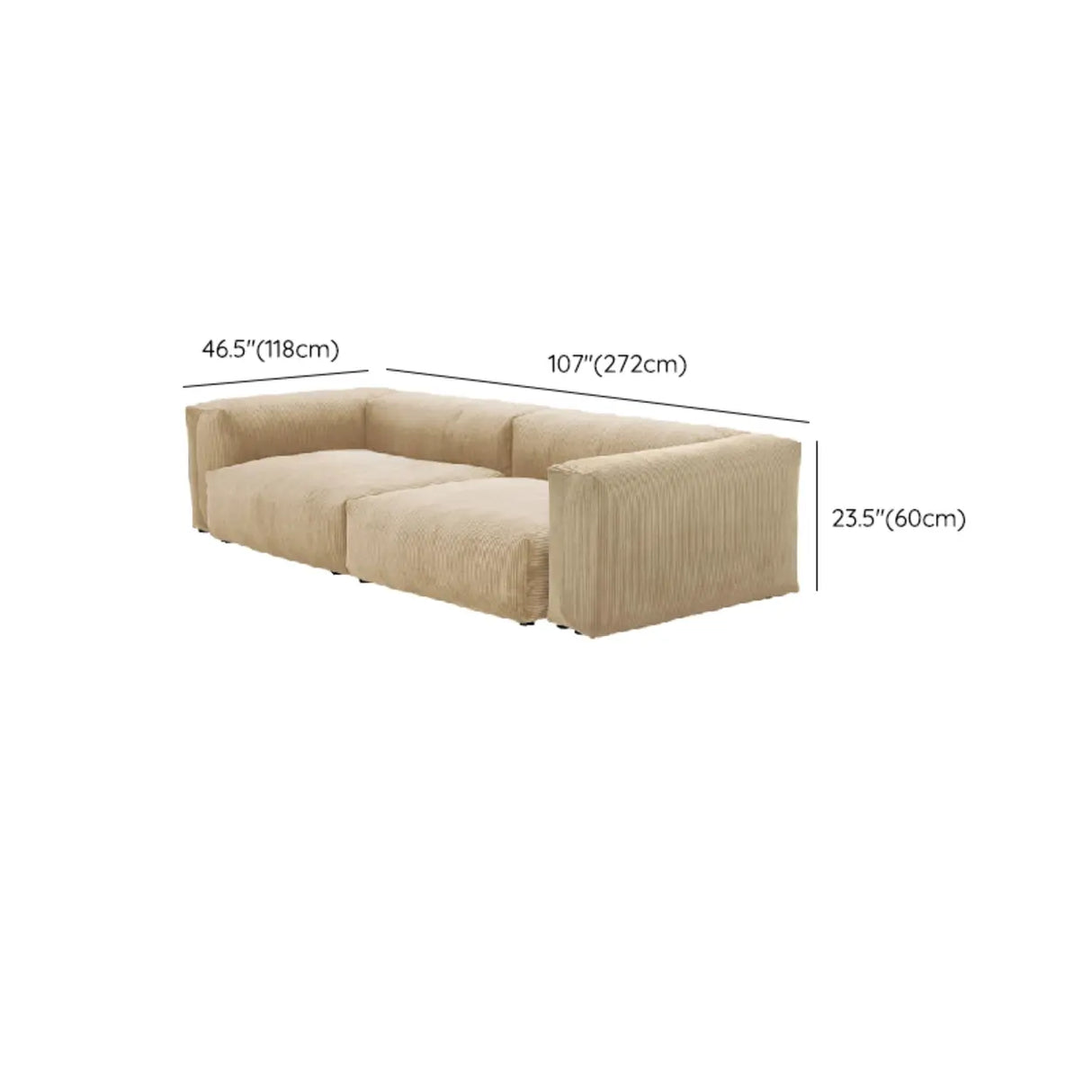 Modular Corduroy Fabric Tight Back Latex Fill Loveseat Image - 16