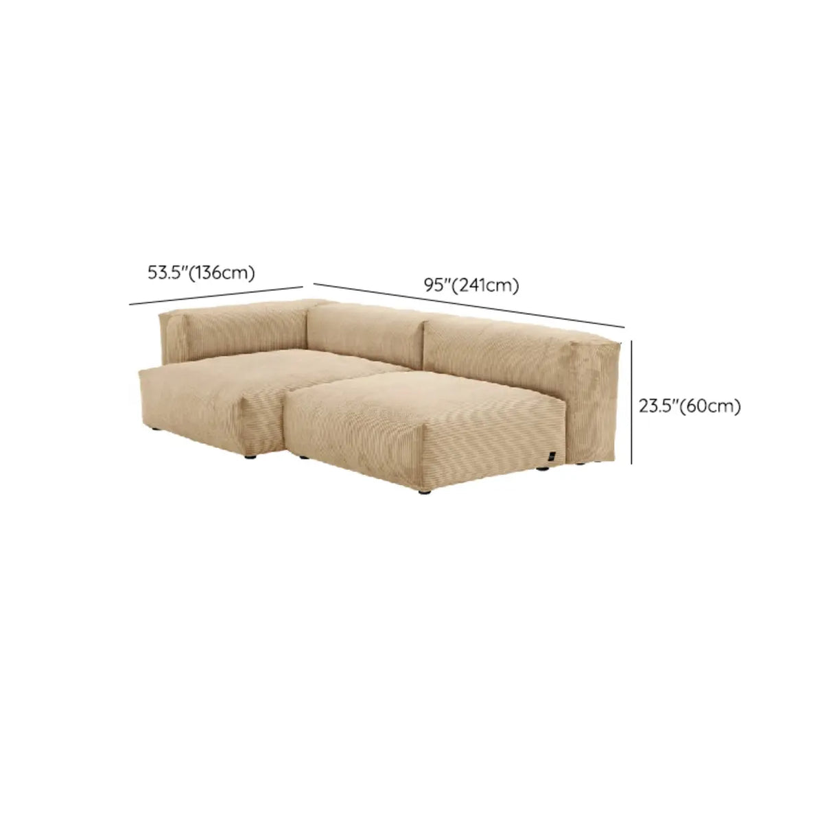 Modular Corduroy Fabric Tight Back Latex Fill Loveseat Image - 17