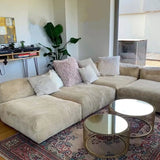 Modular Corduroy Fabric Tight Back Latex Fill Loveseat Image - 3