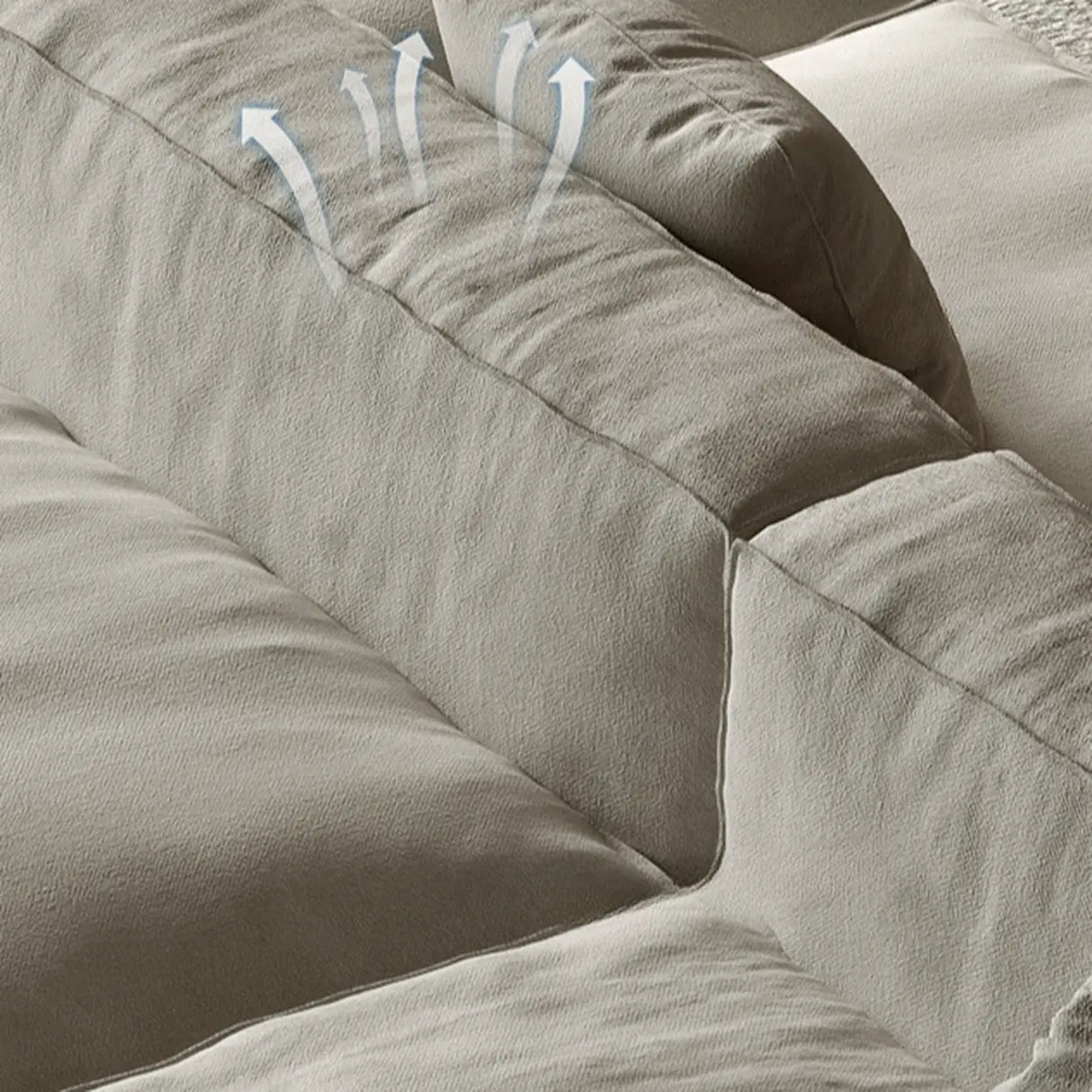 Modular Cushion Back L-Shape Cotton Beige Large Comfort Sofa Image - 11