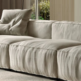 Modular Cushion Back L-Shape Cotton Beige Large Comfort Sofa Image - 12