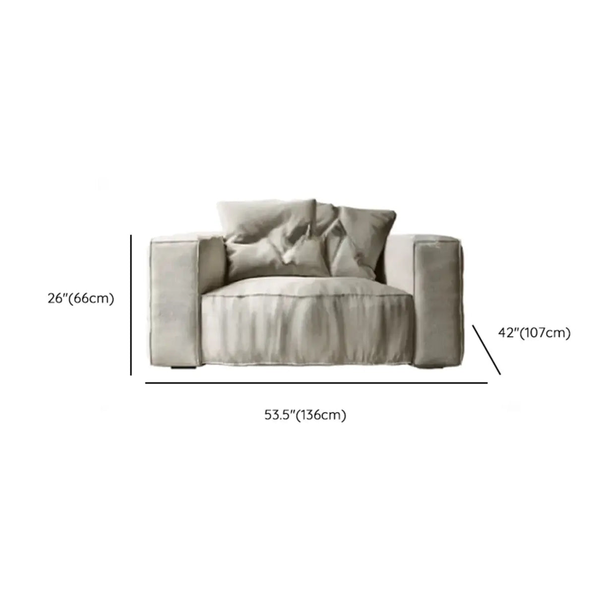 Modular Cushion Back L-Shape Cotton Beige Large Comfort Sofa 