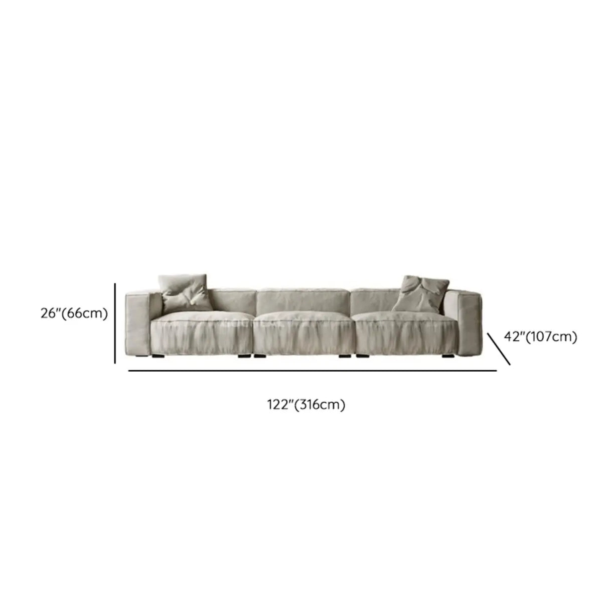 Modular Cushion Back L-Shape Cotton Beige Large Comfort Sofa Image - 15