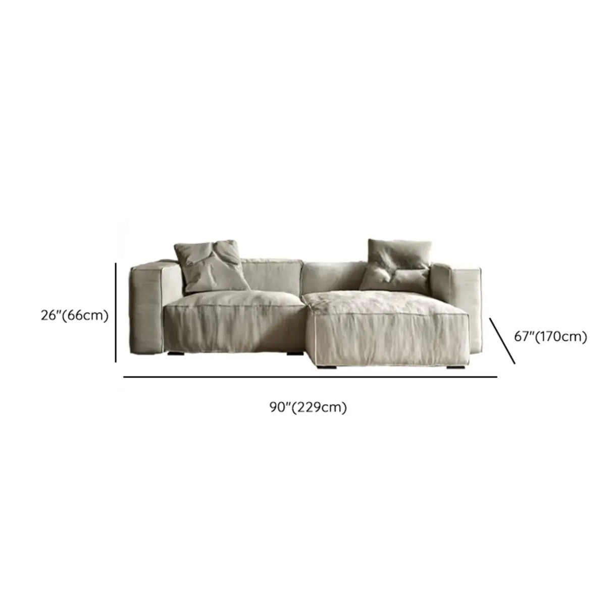 Modular Cushion Back L-Shape Cotton Beige Large Comfort Sofa Image - 16