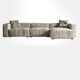 Modular Cushion Back L-Shape Cotton Beige Large Comfort Sofa Image - 2