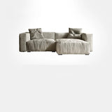 Modular Cushion Back L-Shape Cotton Beige Large Comfort Sofa Image - 3