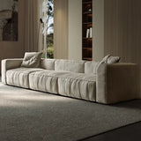 Modular Cushion Back L-Shape Cotton Beige Large Comfort Sofa Image - 4
