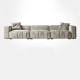 Modular Cushion Back L-Shape Cotton Beige Large Comfort Sofa Image - 5