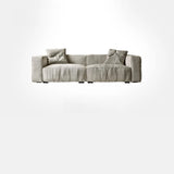 Modular Cushion Back L-Shape Cotton Beige Large Comfort Sofa Image - 7