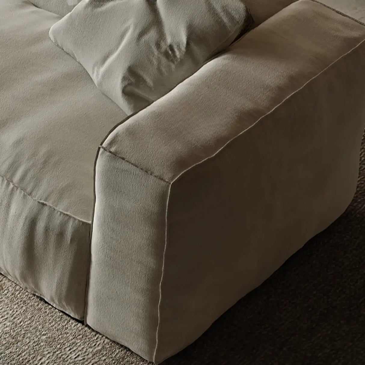 Modular Cushion Back L-Shape Cotton Beige Large Comfort Sofa Image - 8