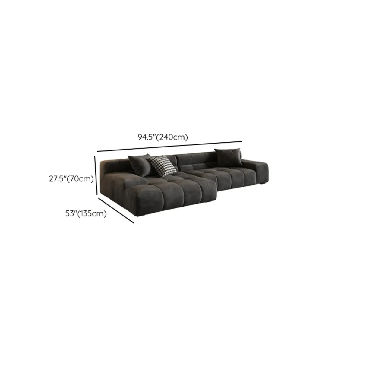 Modular Fabric Charcoal Large Relaxation Sectional Sofa 