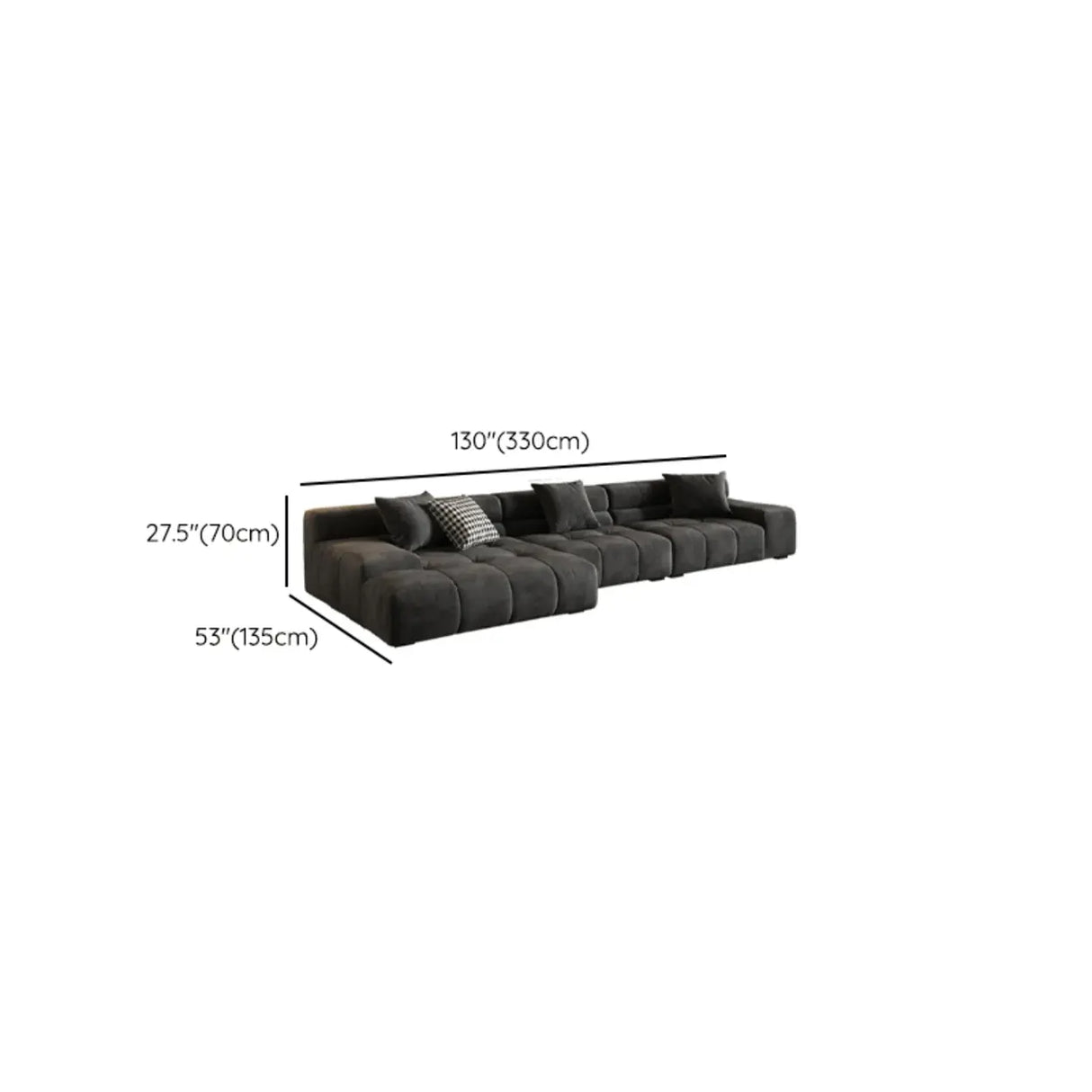 Modular Fabric Charcoal Large Relaxation Sectional Sofa Image - 11