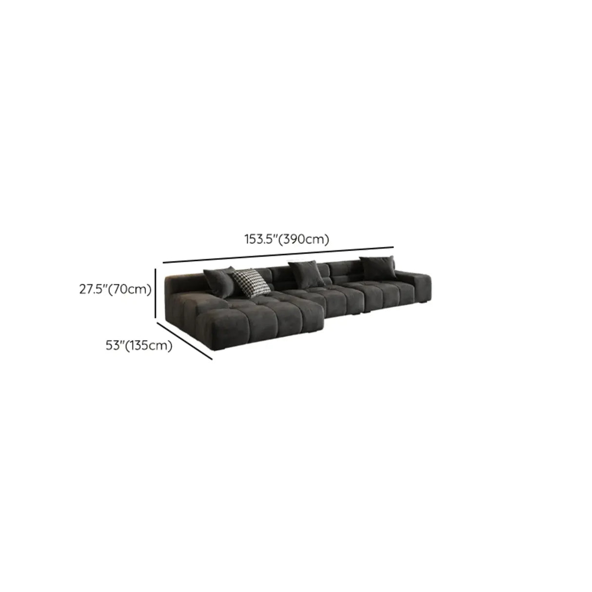 Modular Fabric Charcoal Large Relaxation Sectional Sofa Image - 13