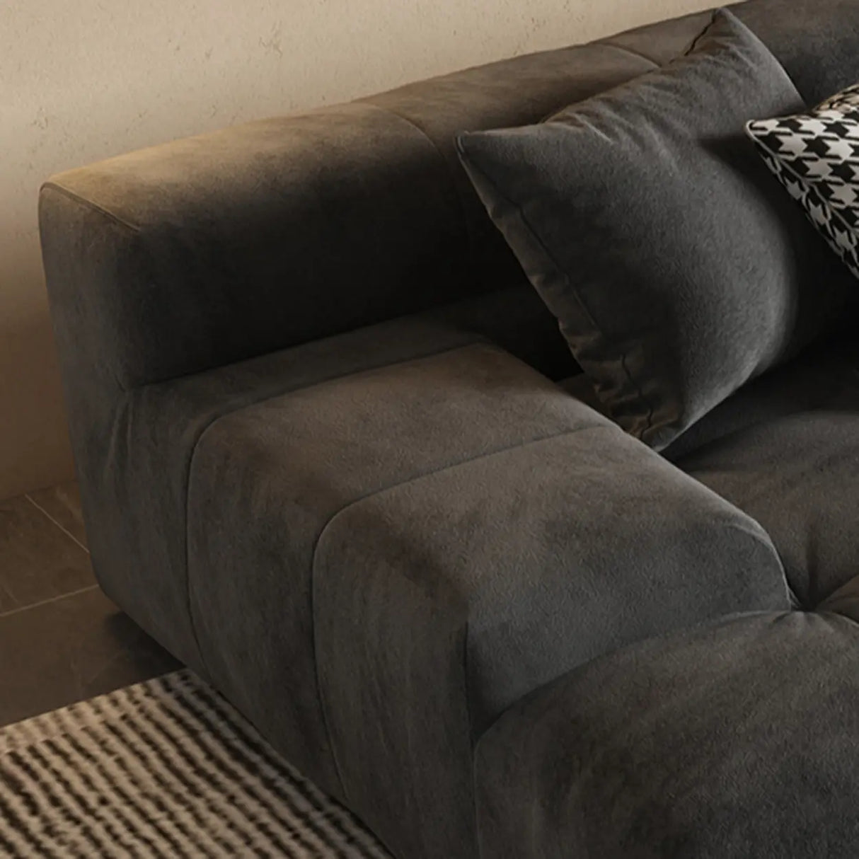 Modular Fabric Charcoal Large Relaxation Sectional Sofa Image - 6