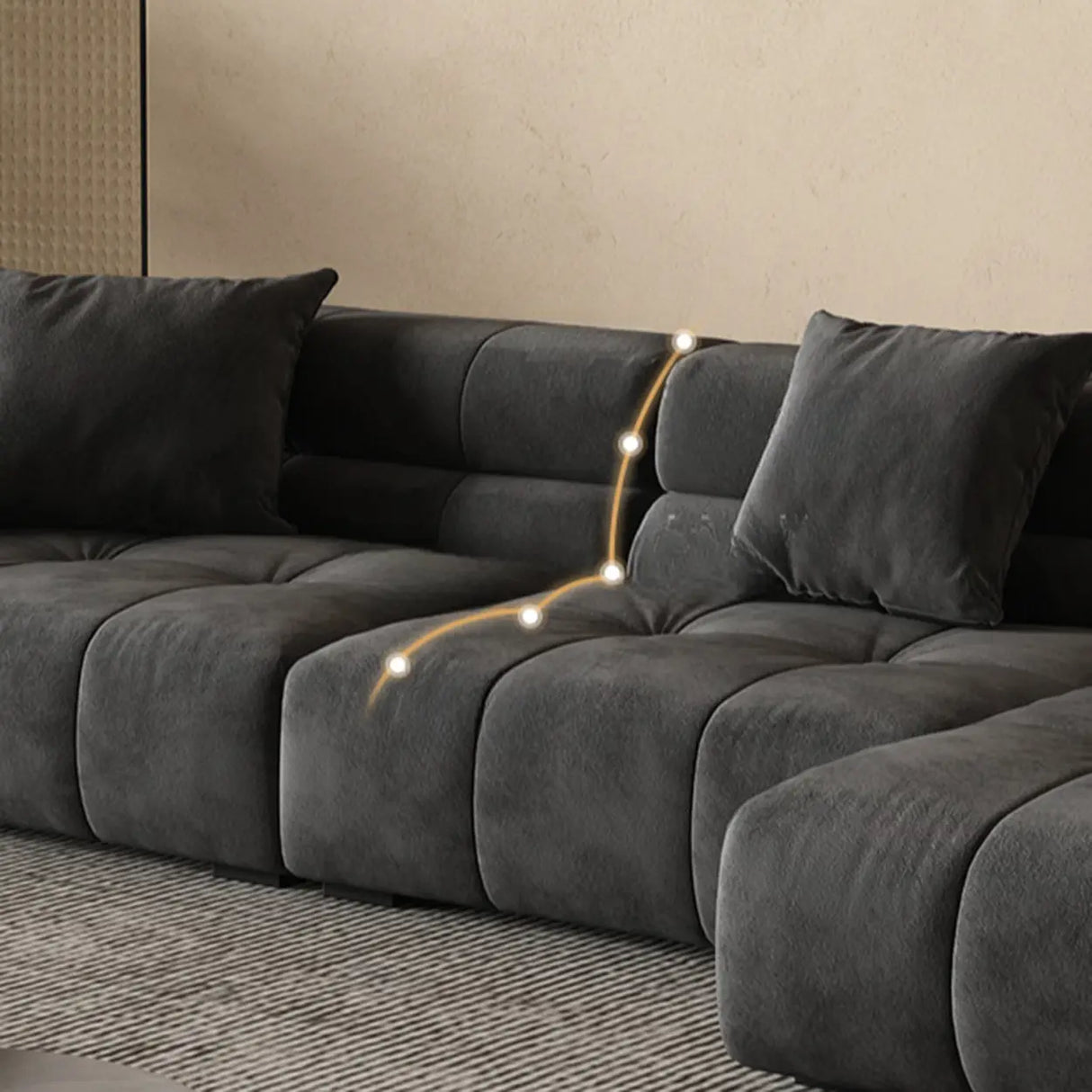 Modular Fabric Charcoal Large Relaxation Sectional Sofa Image - 9