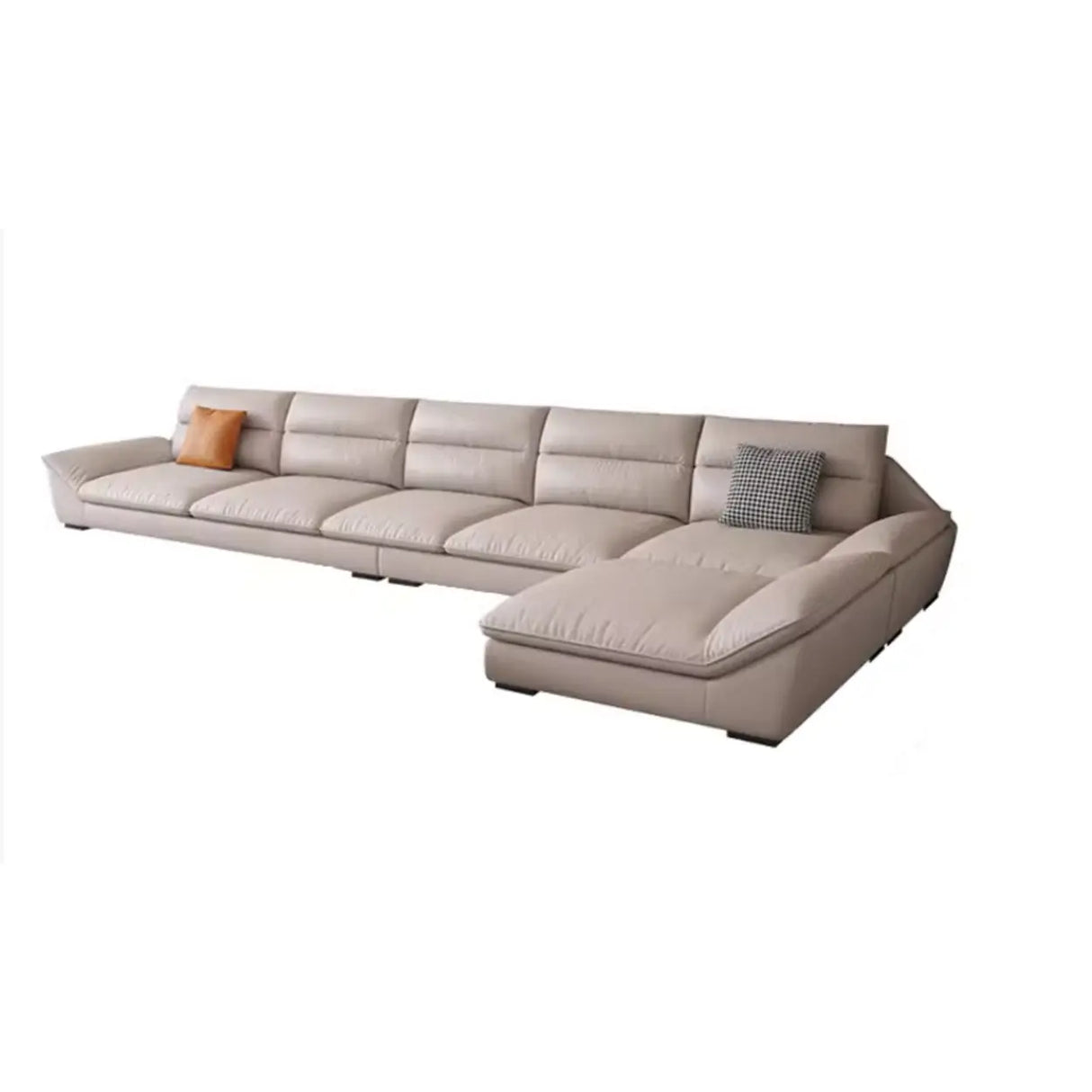 Modular Reversible Khaki Pillow Top Arm Sofa Chaise Image - 4