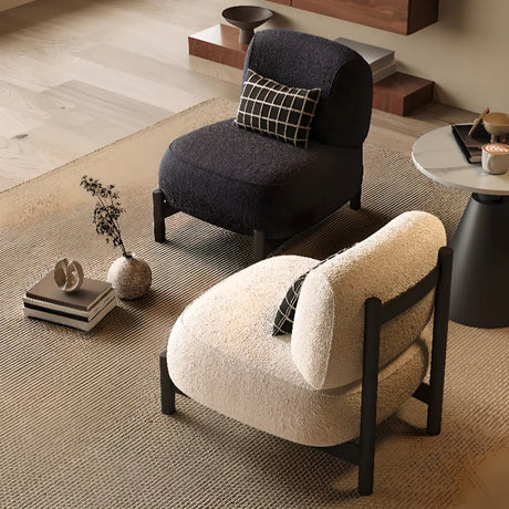 Mohair Pillow Back Armless Side Chair with Pillow Image - 1