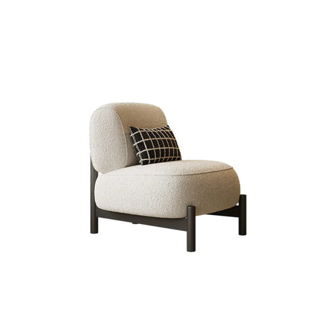 Mohair Pillow Back Armless Side Chair with Pillow Image - 2