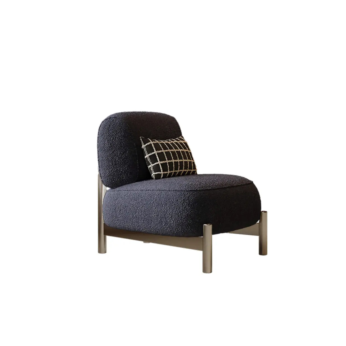 Mohair Pillow Back Armless Side Chair with Pillow Image - 7