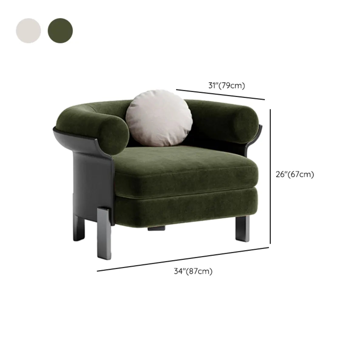 Mohair Round Arm Cushion Back Four Legs Barrel Chair 