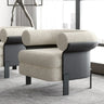 Mohair Round Arm Cushion Back Four Legs Barrel Chair Image - 2