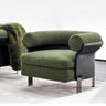 Mohair Round Arm Cushion Back Four Legs Barrel Chair Image - 3