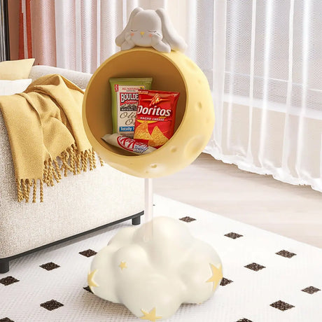 Moon and Cloud Kids Rabbit End Table with Storage Shelf Image - 1