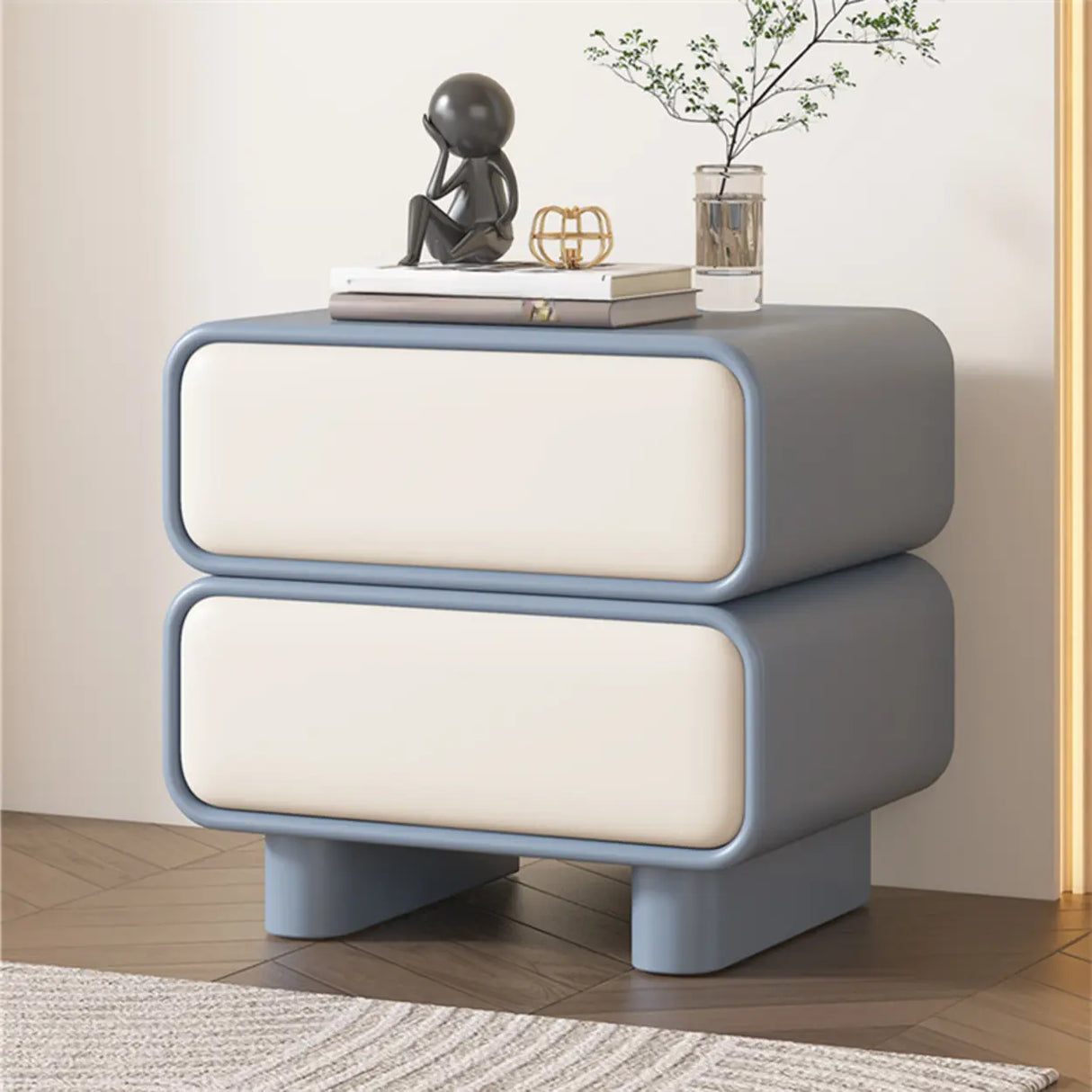 Morandi Faux Leather Countertop Wood Kids Nightstand Image - 14