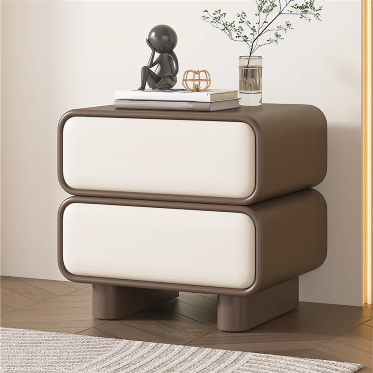 Morandi Faux Leather Countertop Wood Kids Nightstand Image - 15